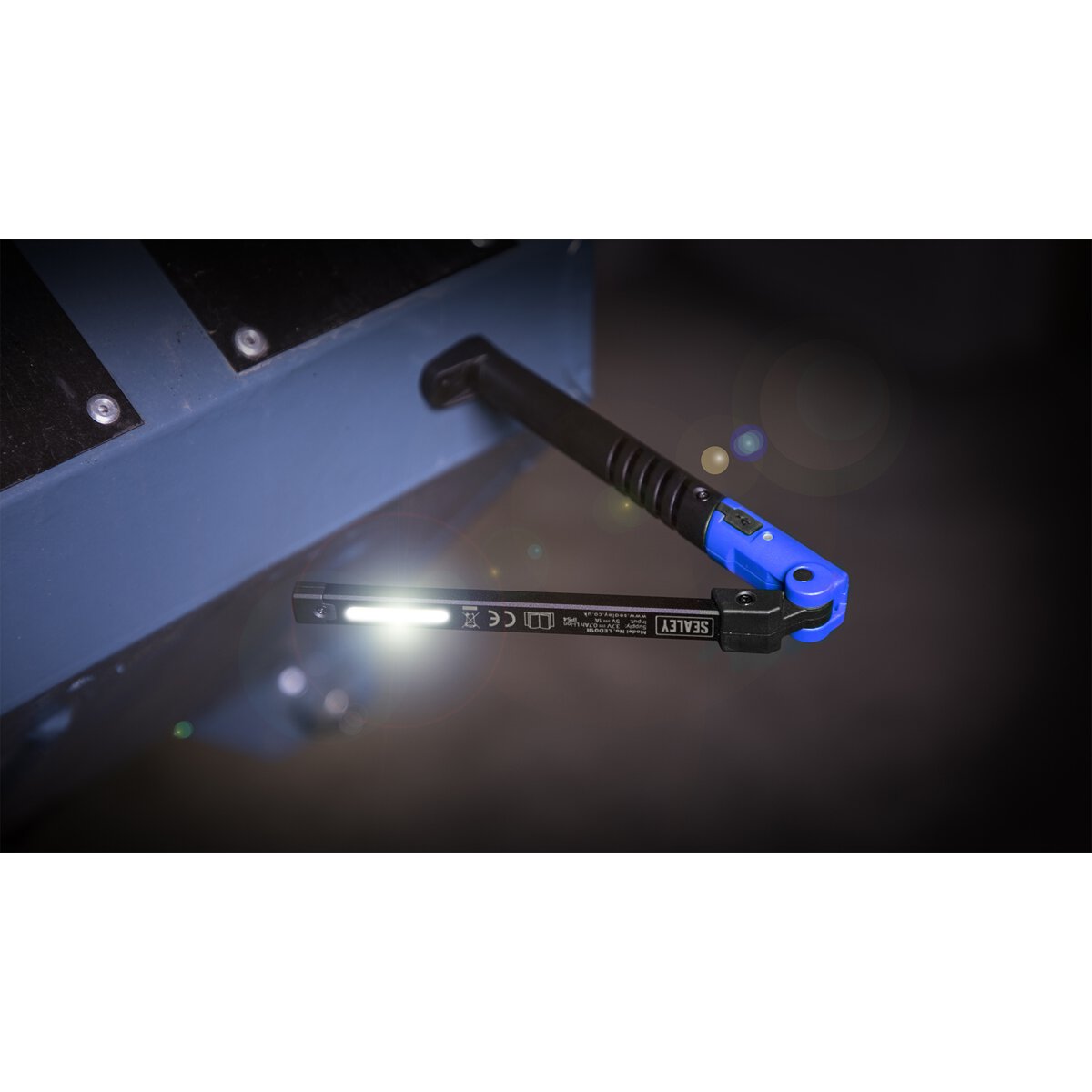 Rechargeable Slim Folding Pocket Light 2 COB + 1 SMD LED - Blue