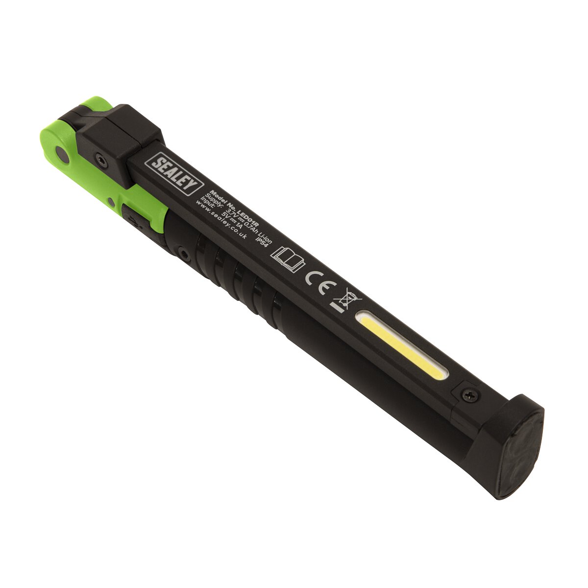 Rechargeable Slim Folding Pocket Light 2 COB + 1 SMD LED - Green