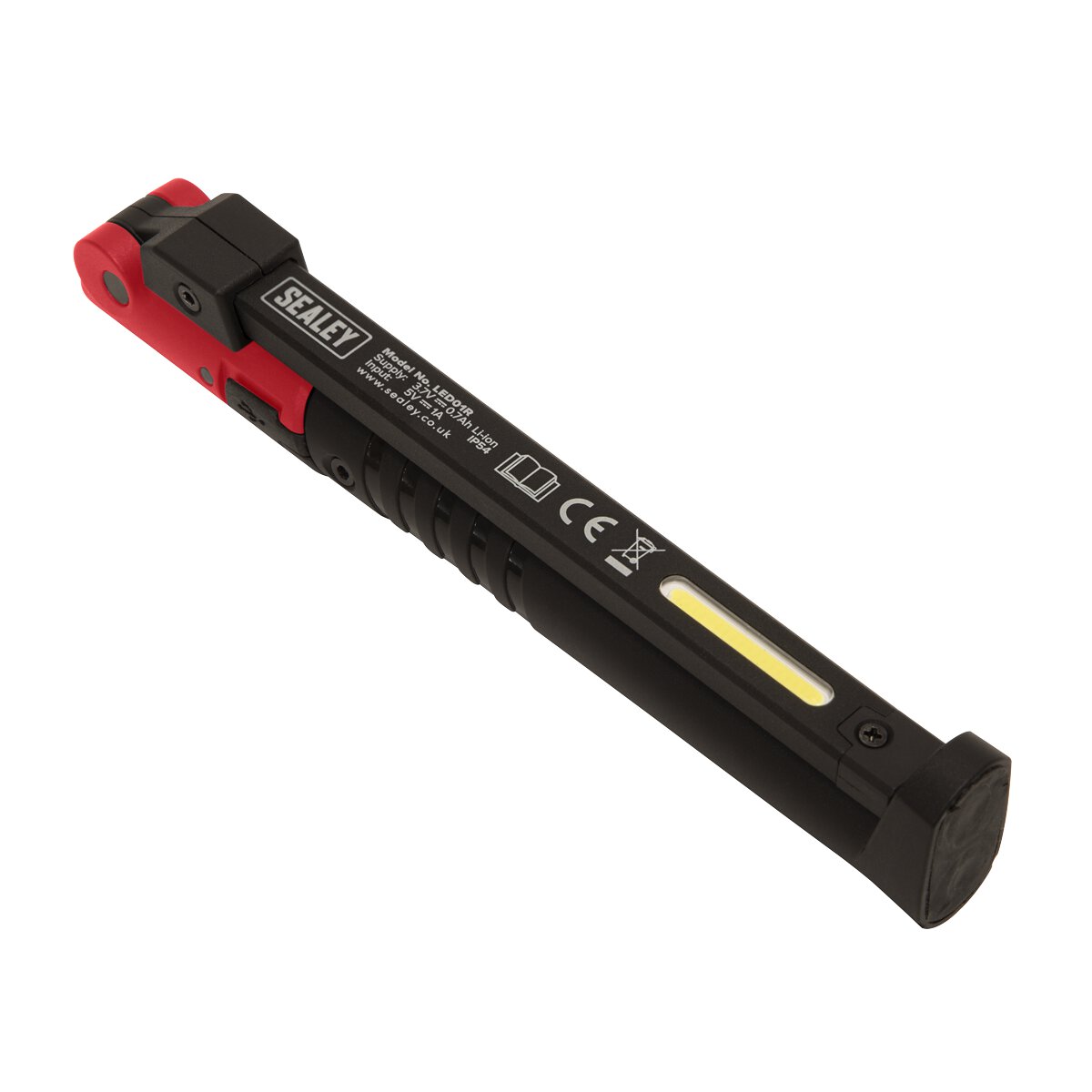 Rechargeable Slim Folding Pocket Light 2 COB + 1 SMD LED - Red