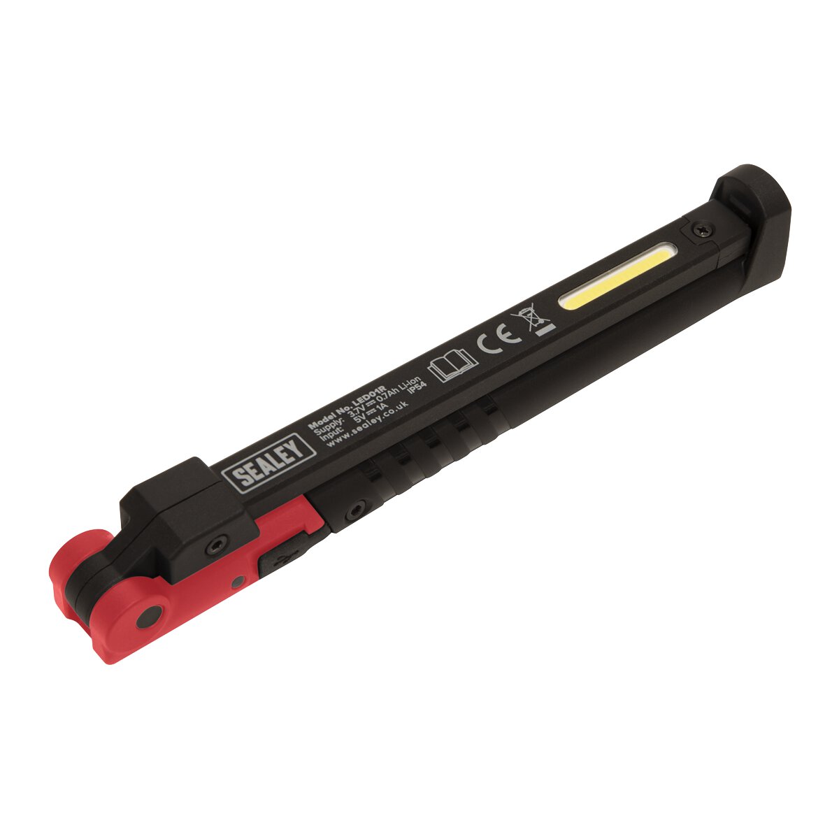 Rechargeable Slim Folding Pocket Light 2 COB + 1 SMD LED - Red