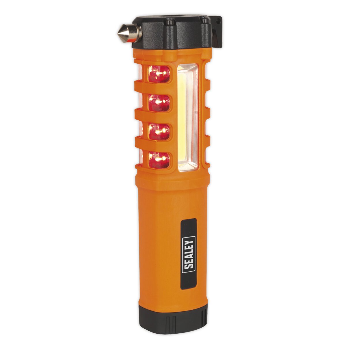 Emergency Torch/Belt Cutter/Hammer - 2W COB + 16 Red LED + 1W LED 3 x AA Cell