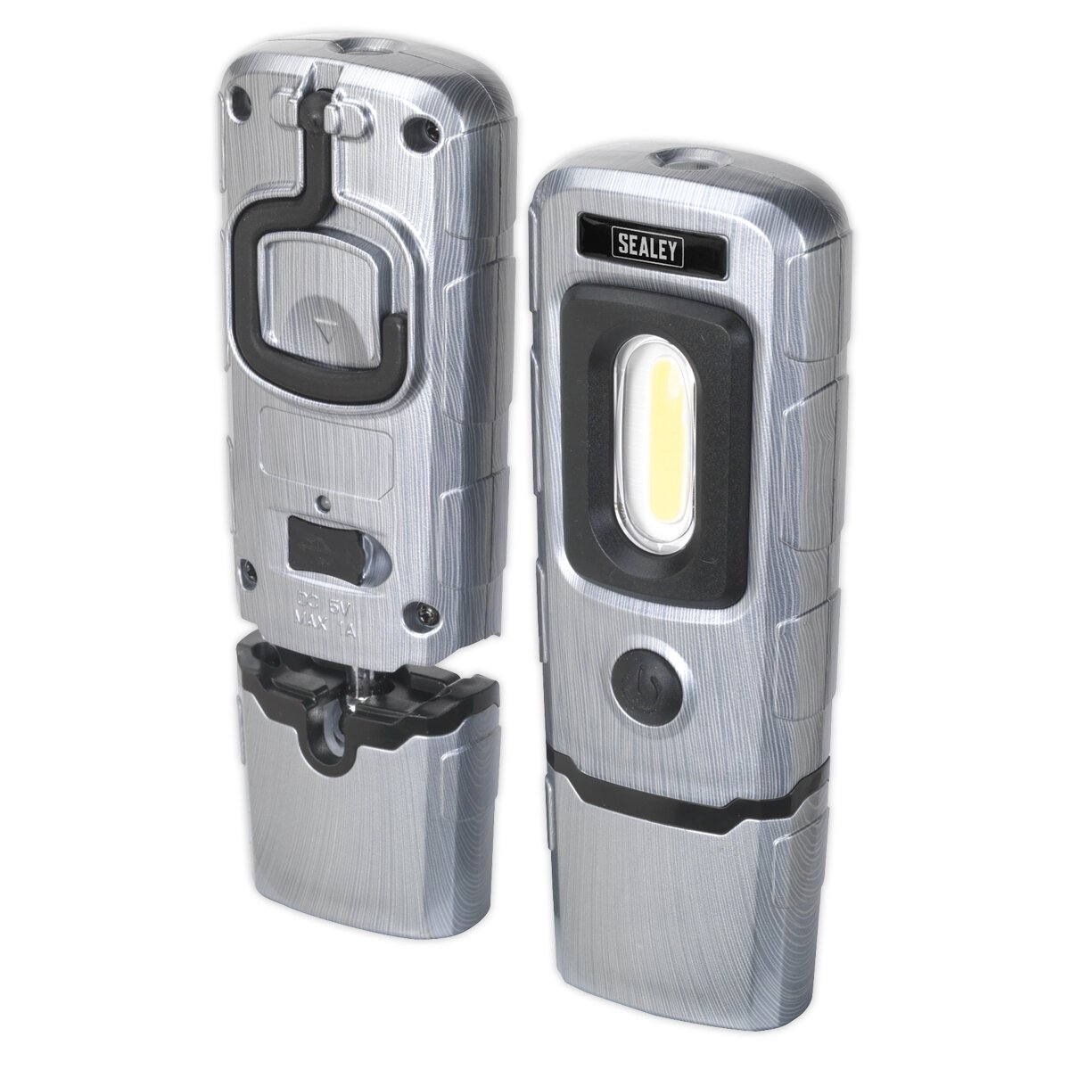 Rechargeable 360° Inspection Lamp 3W COB + 1W LED Brushed Aluminium Effect