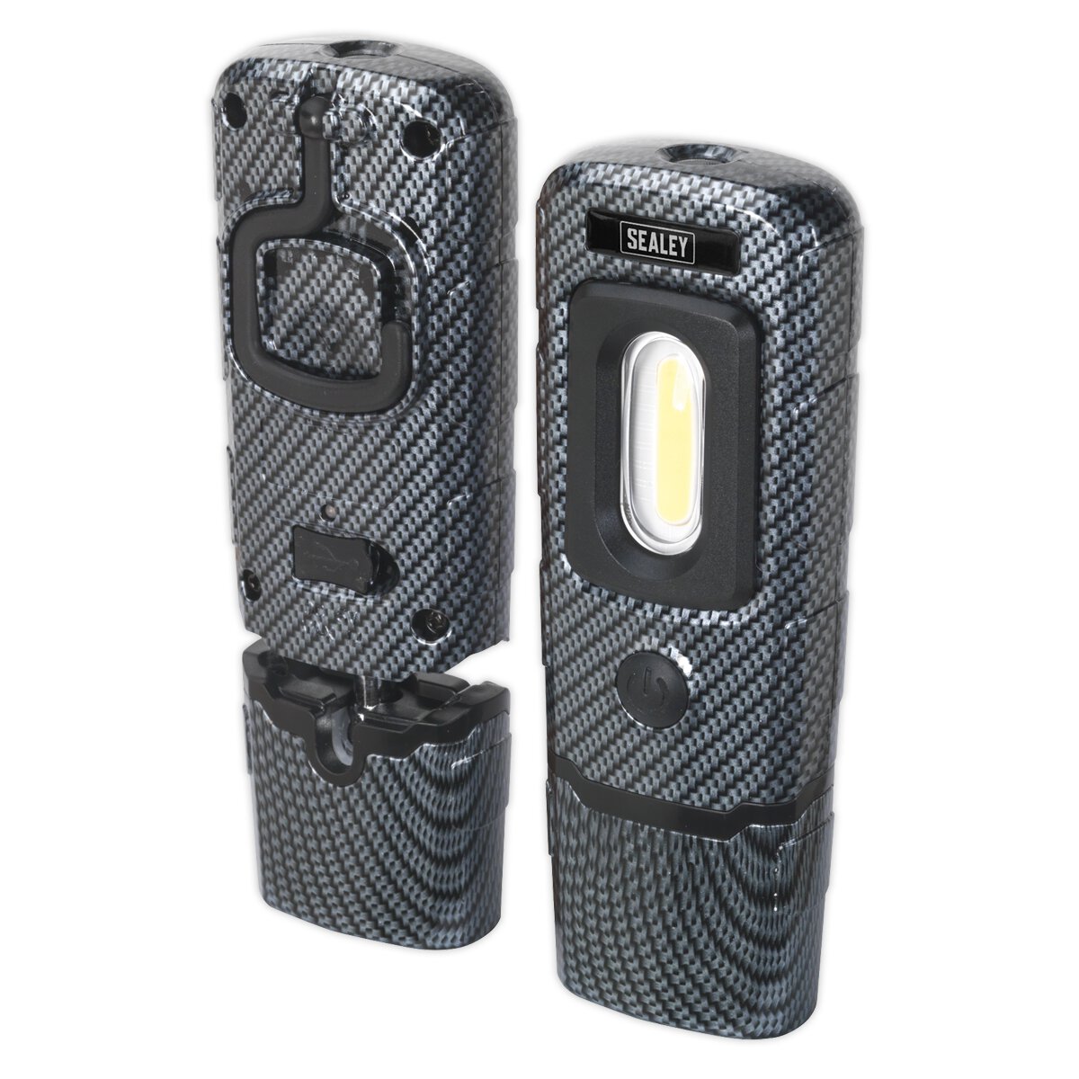 Rechargeable 360° Inspection Lamp 2W COB + 1W LED Carbon Fibre Effect