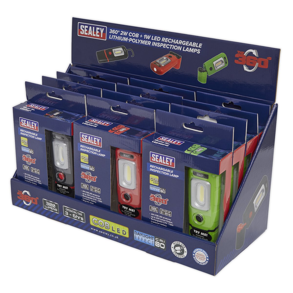 LED3601 Series Inspection Lamp Combination - Display Pack of 12
