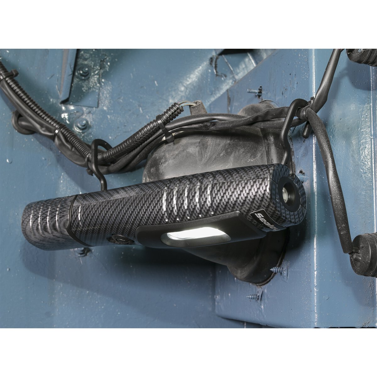 Rechargeable 360° Inspection Lamp 7 SMD + 3W LED Carbon Fibre Effect Lithium-ion