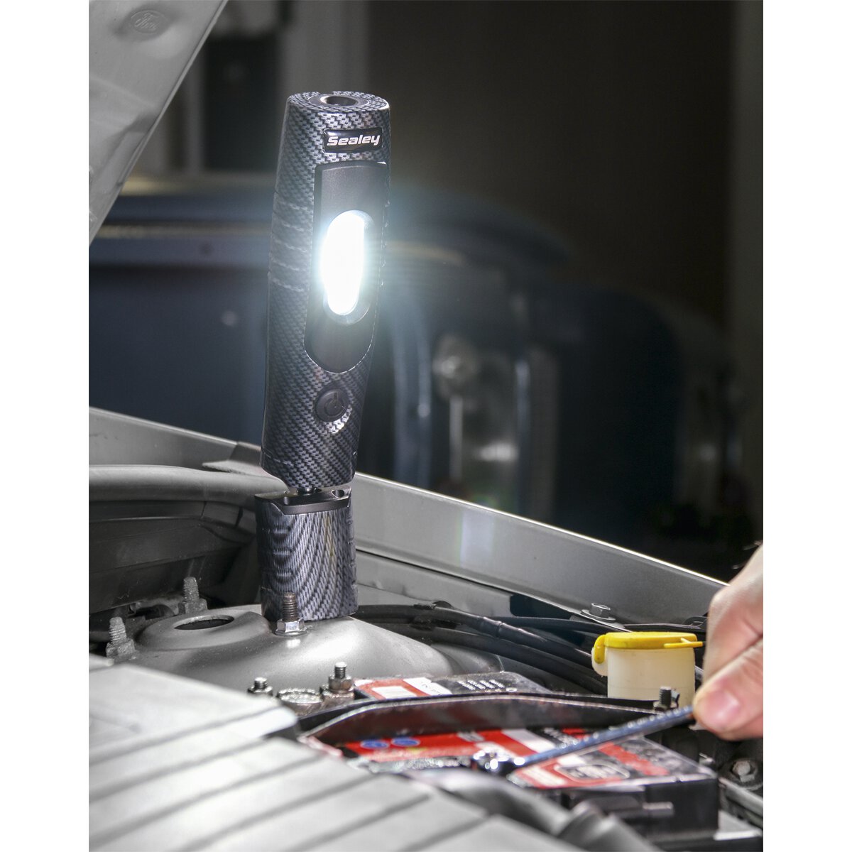 Rechargeable 360° Inspection Lamp 7 SMD + 3W LED Carbon Fibre Effect Lithium-ion