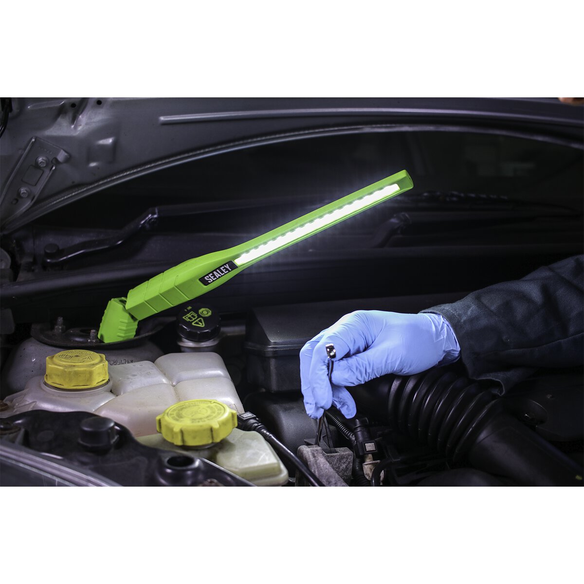 Rechargeable 360° Slim Inspection Lamp 16 SMD LED + 1W LED Green Lithium-ion