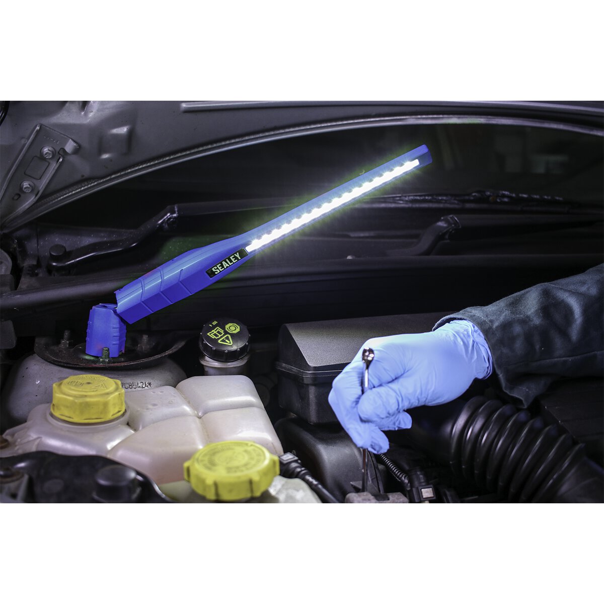 Rechargeable 360° Slim Inspection Lamp 16 SMD LED + 1W LED + UV Light Black Lithium-ion