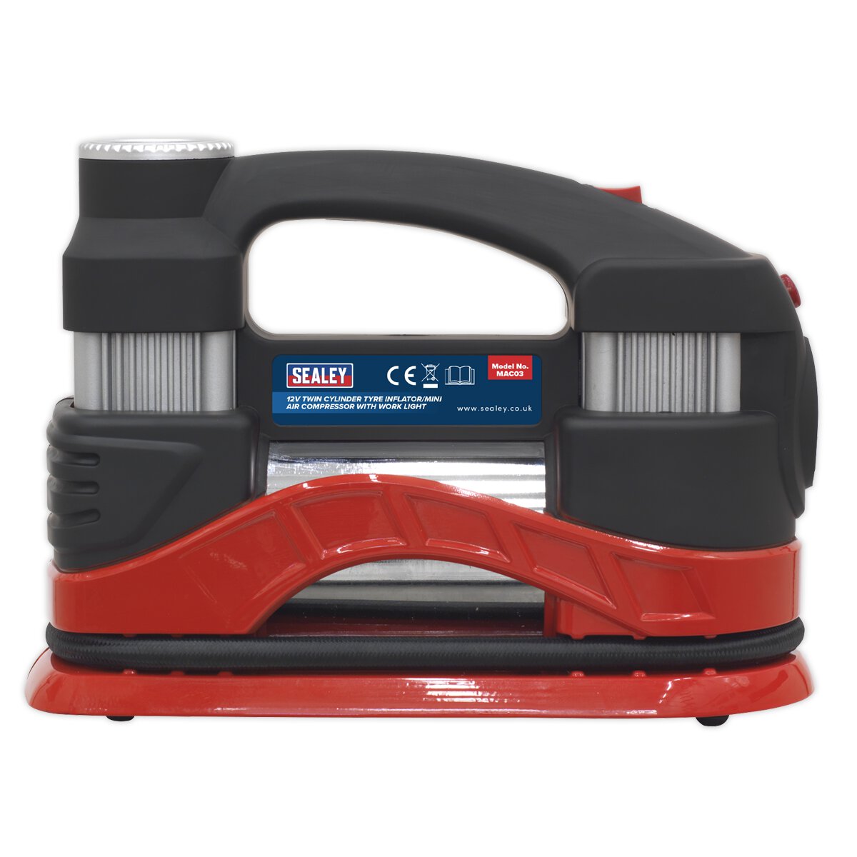 Tyre Inflator/Mini Air Compressor with Work Light Twin Cylinder 12V