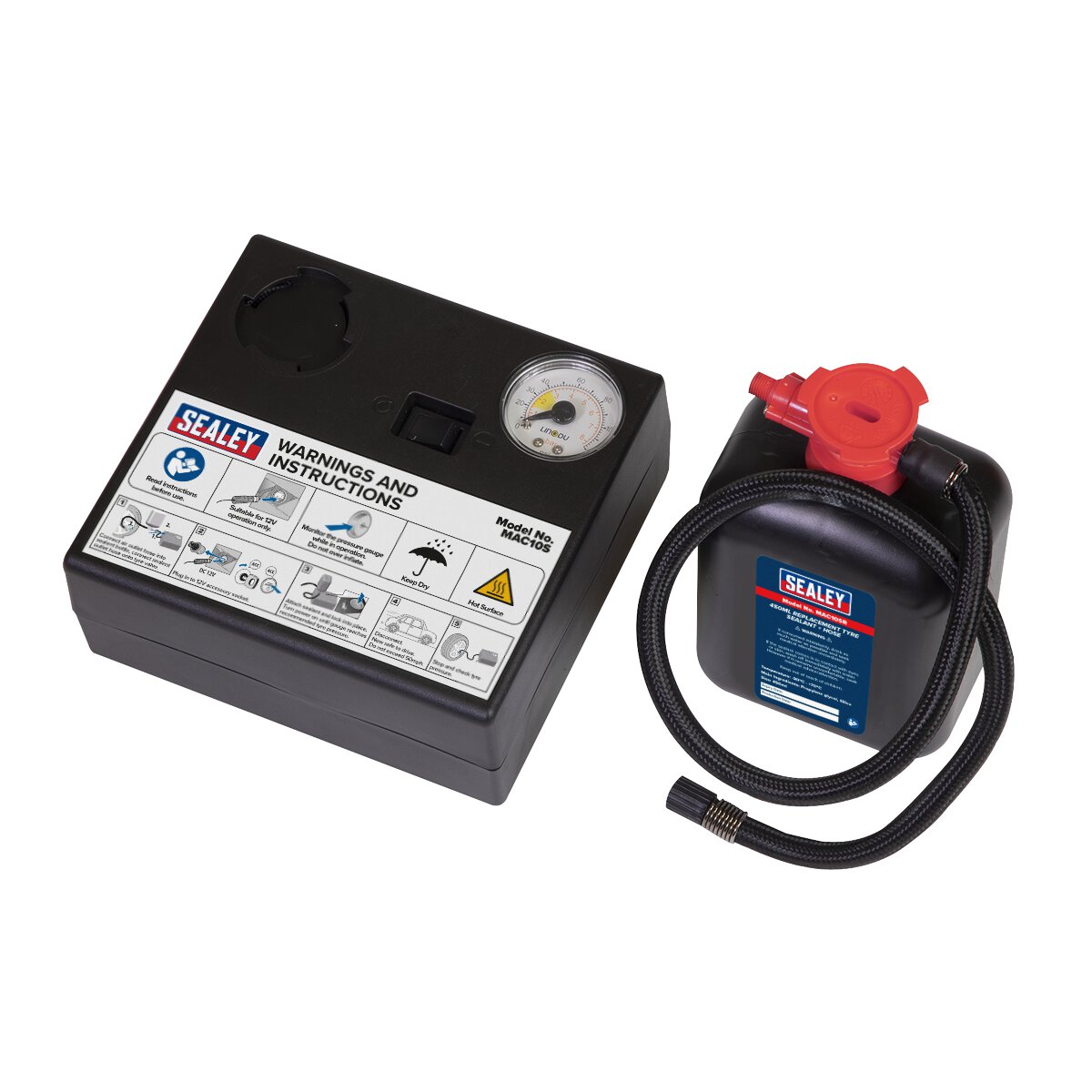 Tyre Inflator 12V + Emergency Puncture Sealant Kit