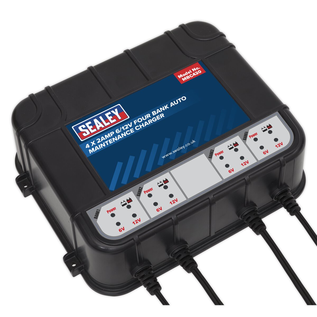 Four Bank 6/12V 8Amp (4 x 2A) Auto Maintenance Charger