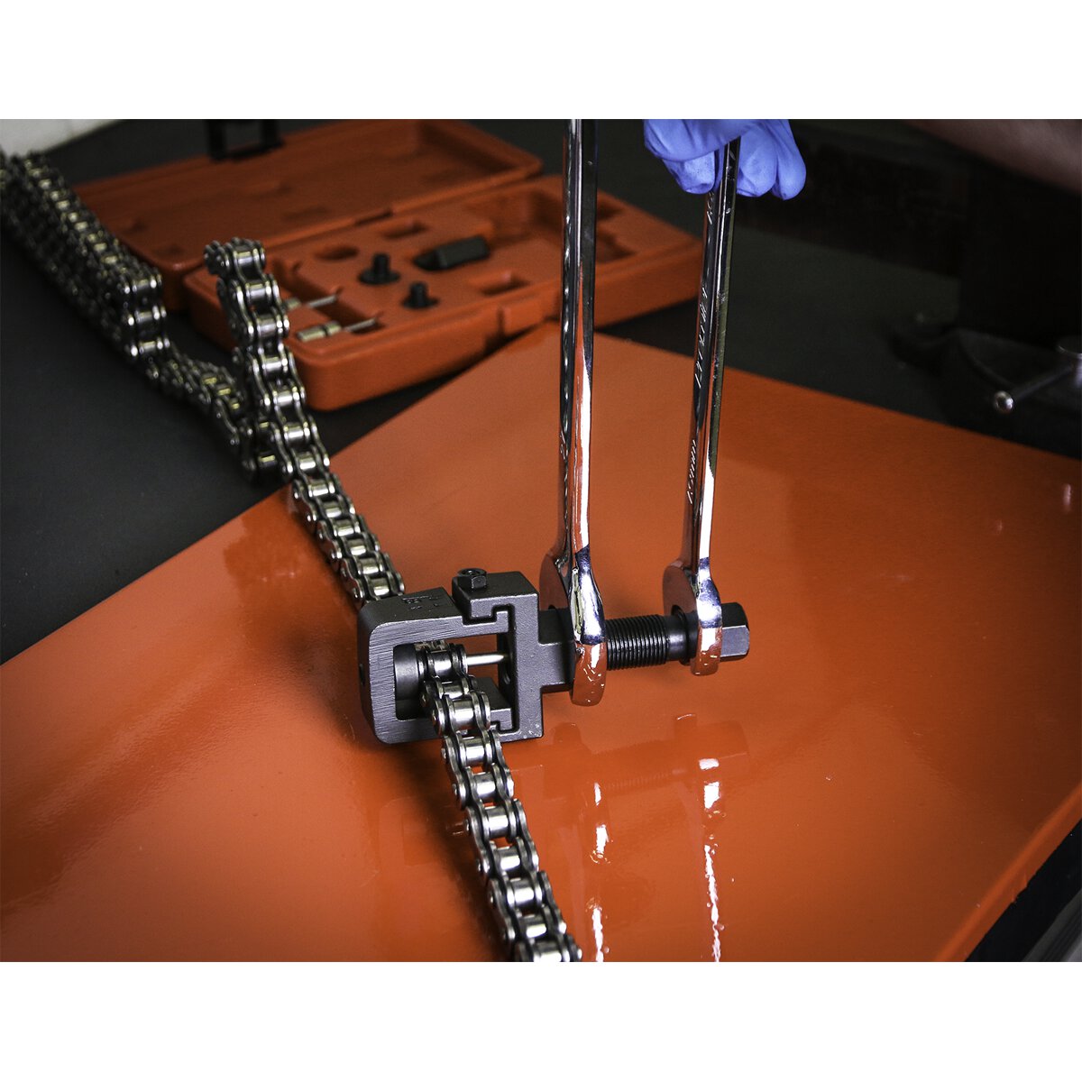 Heavy-Duty Motorcycle Chain Splitter & Riveting Tool Set