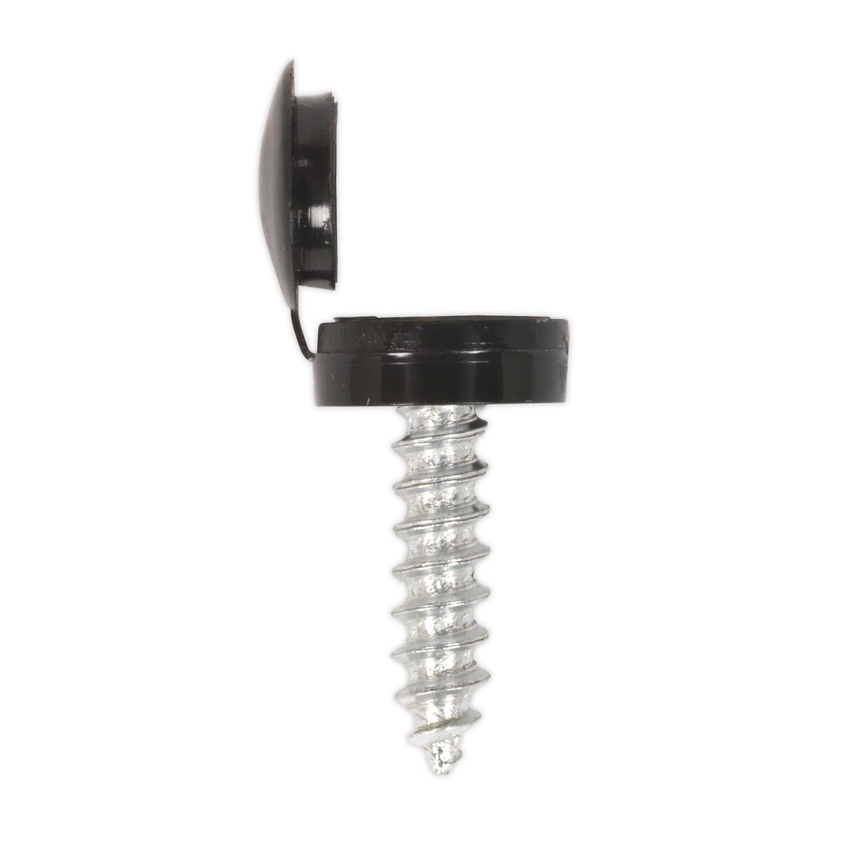 Numberplate Screw & Flip Cap 4.2 x 19mm Black Pack of 50
