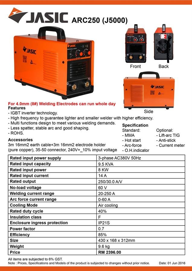 Jasic ARC250 (J5000) Welding