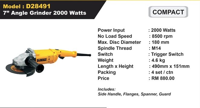 DeWalt Power Tools Angle Grinder