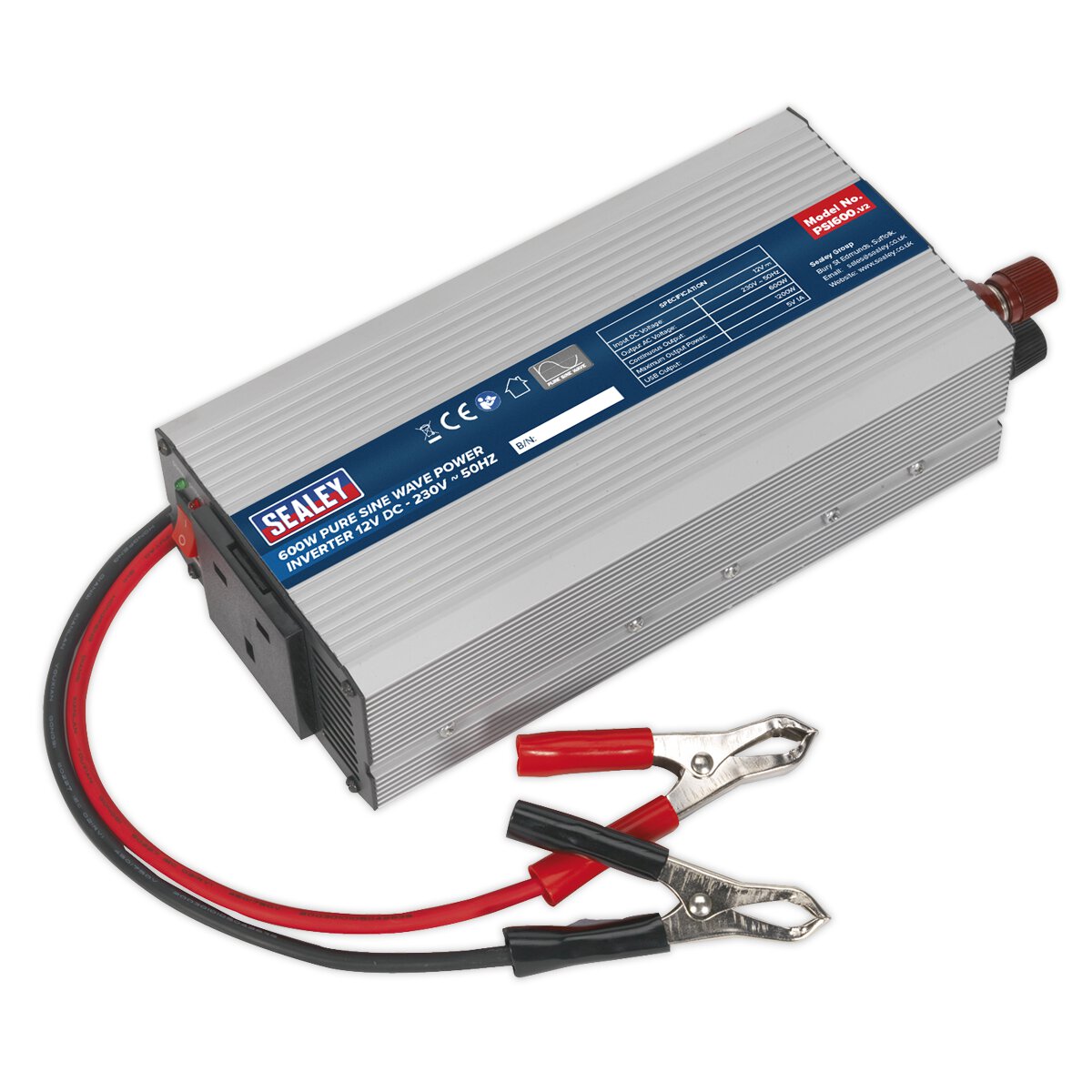 Power Inverter Pure Sine Wave 600W 12V DC - 230V 50Hz