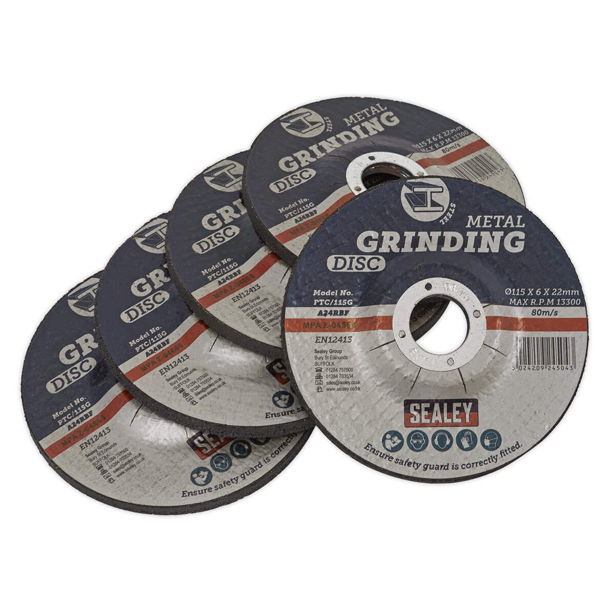 Grinding Disc Ø115 x 6mm Ø22mm Bore - Pack of 5
