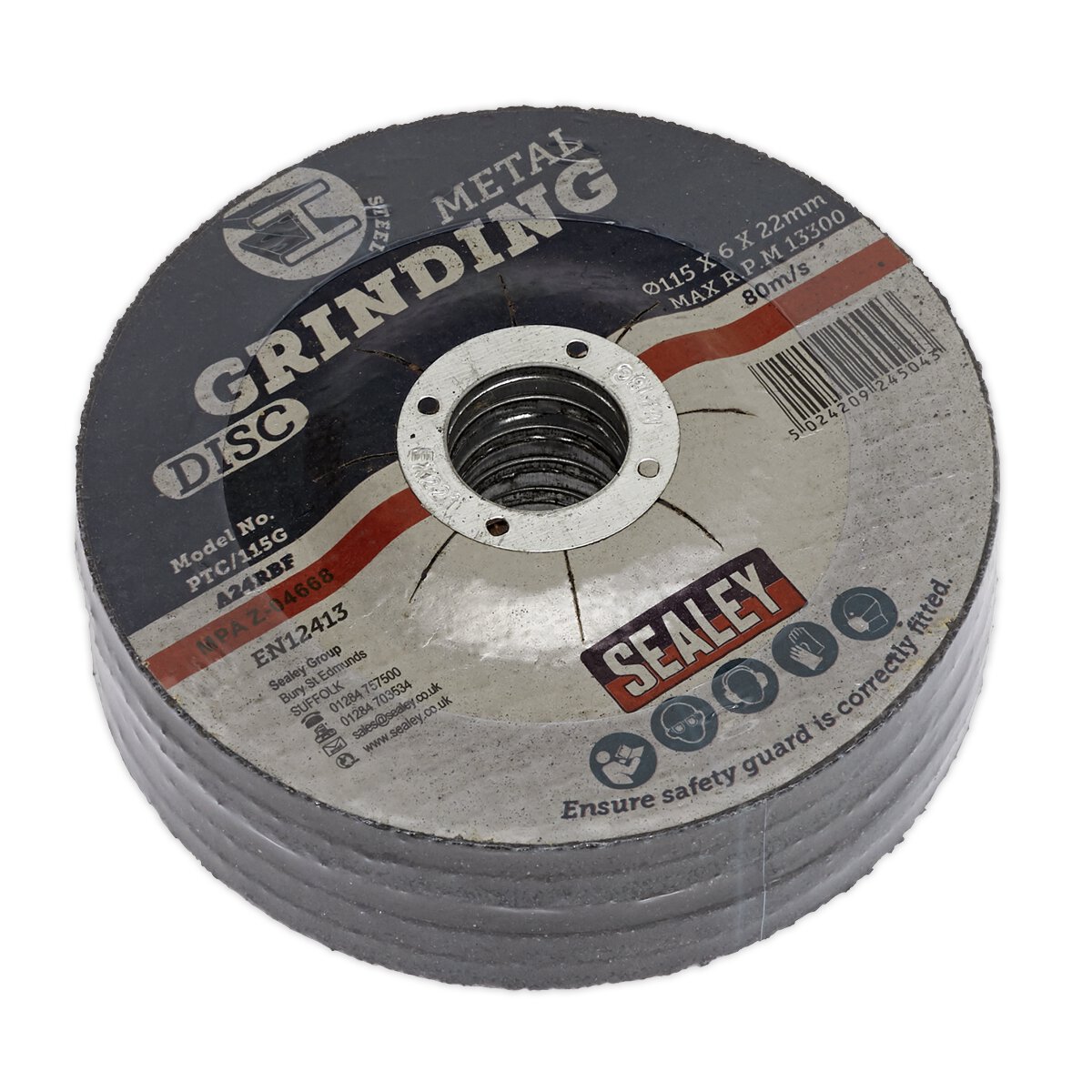Grinding Disc Ø115 x 6mm Ø22mm Bore - Pack of 5
