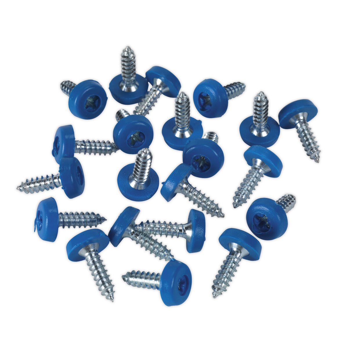 Numberplate Screw Plastic Enclosed Head 4.8 x 18mm Blue Pack of 50