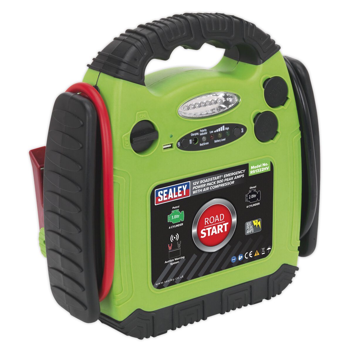 RoadStart® Emergency Jump Starter with Air Compressor 12V 900 Peak Amps
