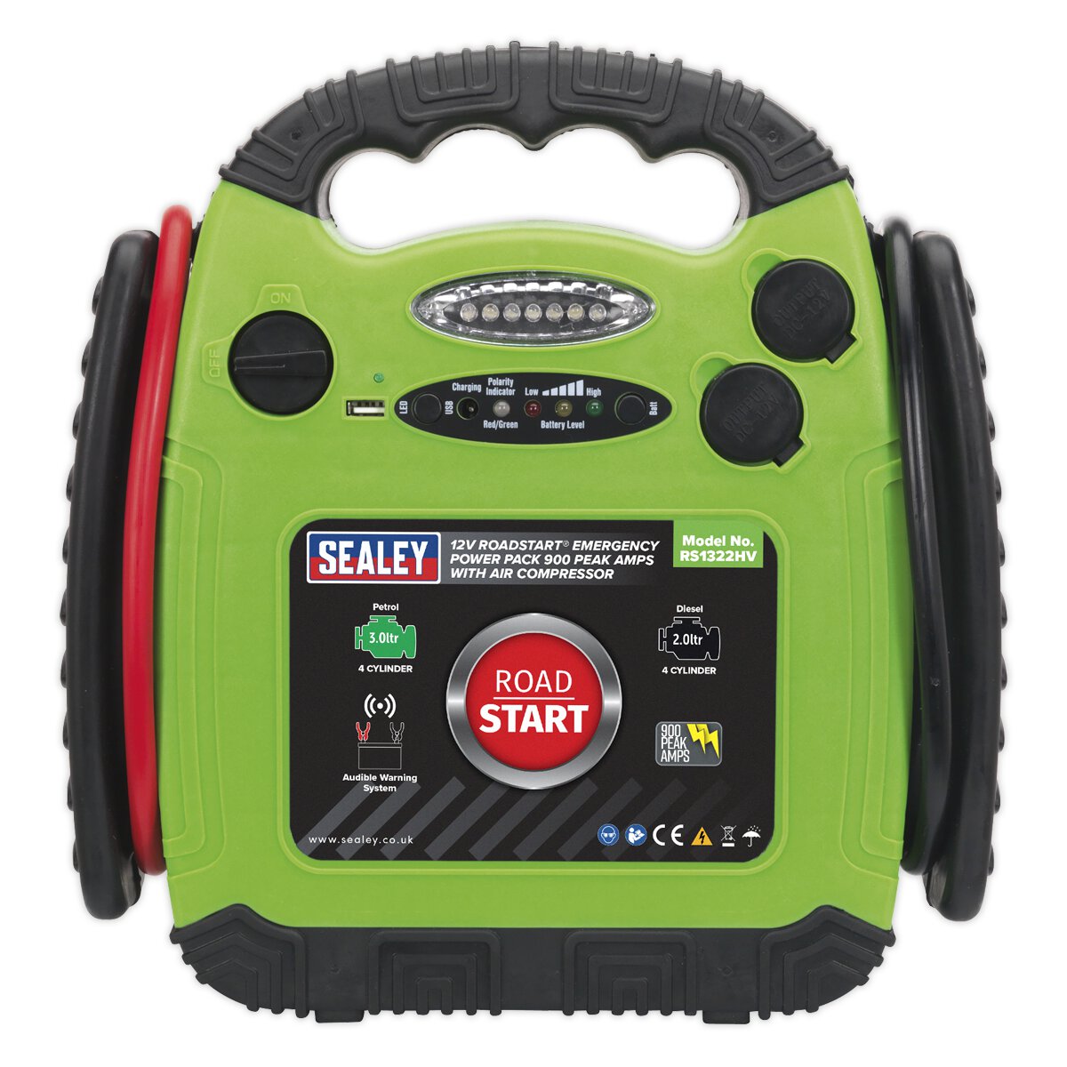 RoadStart® Emergency Jump Starter with Air Compressor 12V 900 Peak Amps