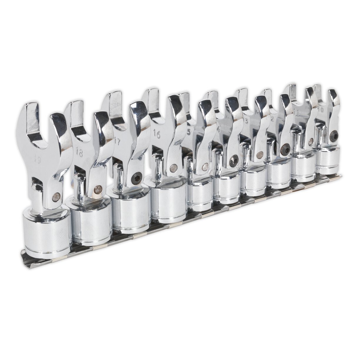 Flexible Crow's Foot Open End Spanner Set 10pc 3/8"Sq Drive Metric