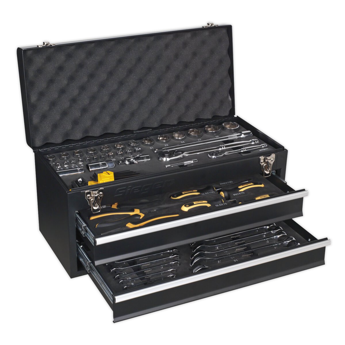Portable Tool Chest 2 Drawer with 90pc Tool Kit