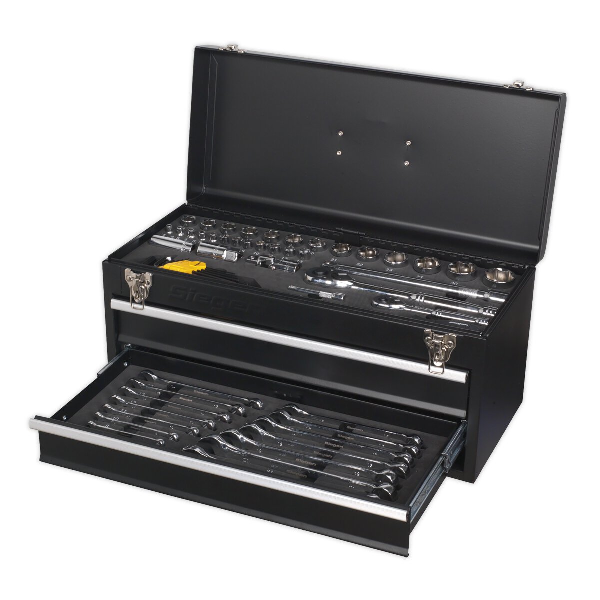 Portable Tool Chest 2 Drawer with 90pc Tool Kit