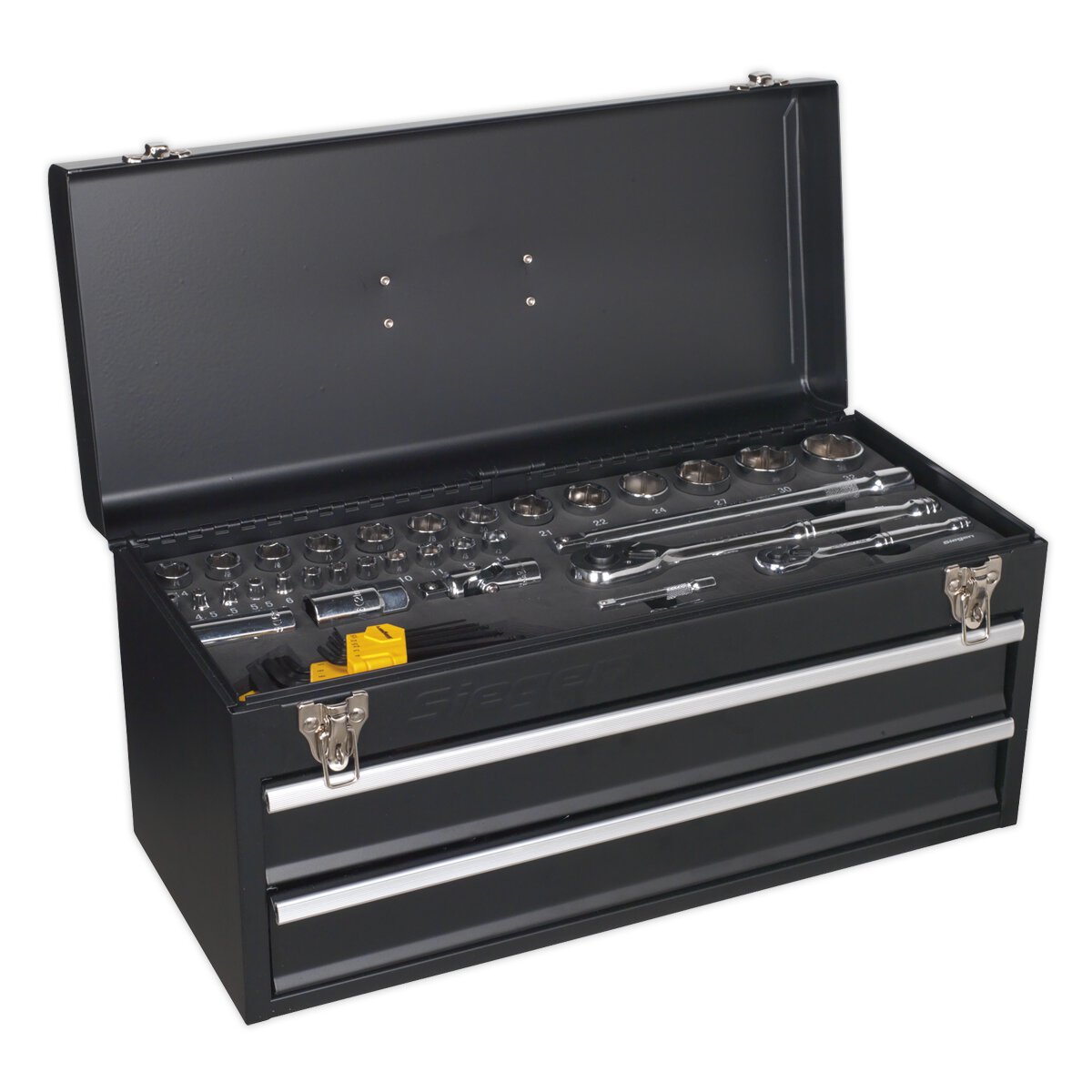 Portable Tool Chest 2 Drawer with 90pc Tool Kit