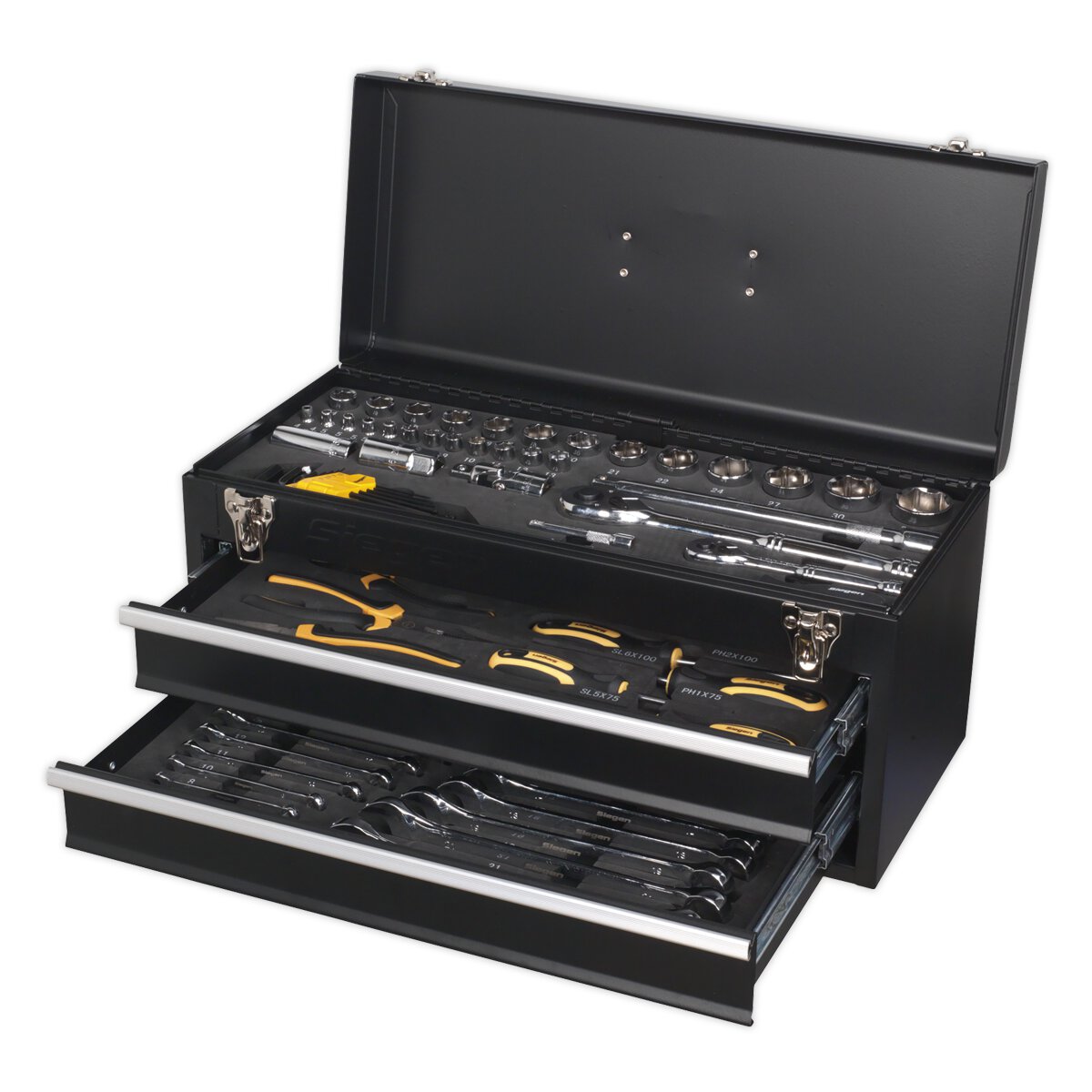 Portable Tool Chest 2 Drawer with 90pc Tool Kit
