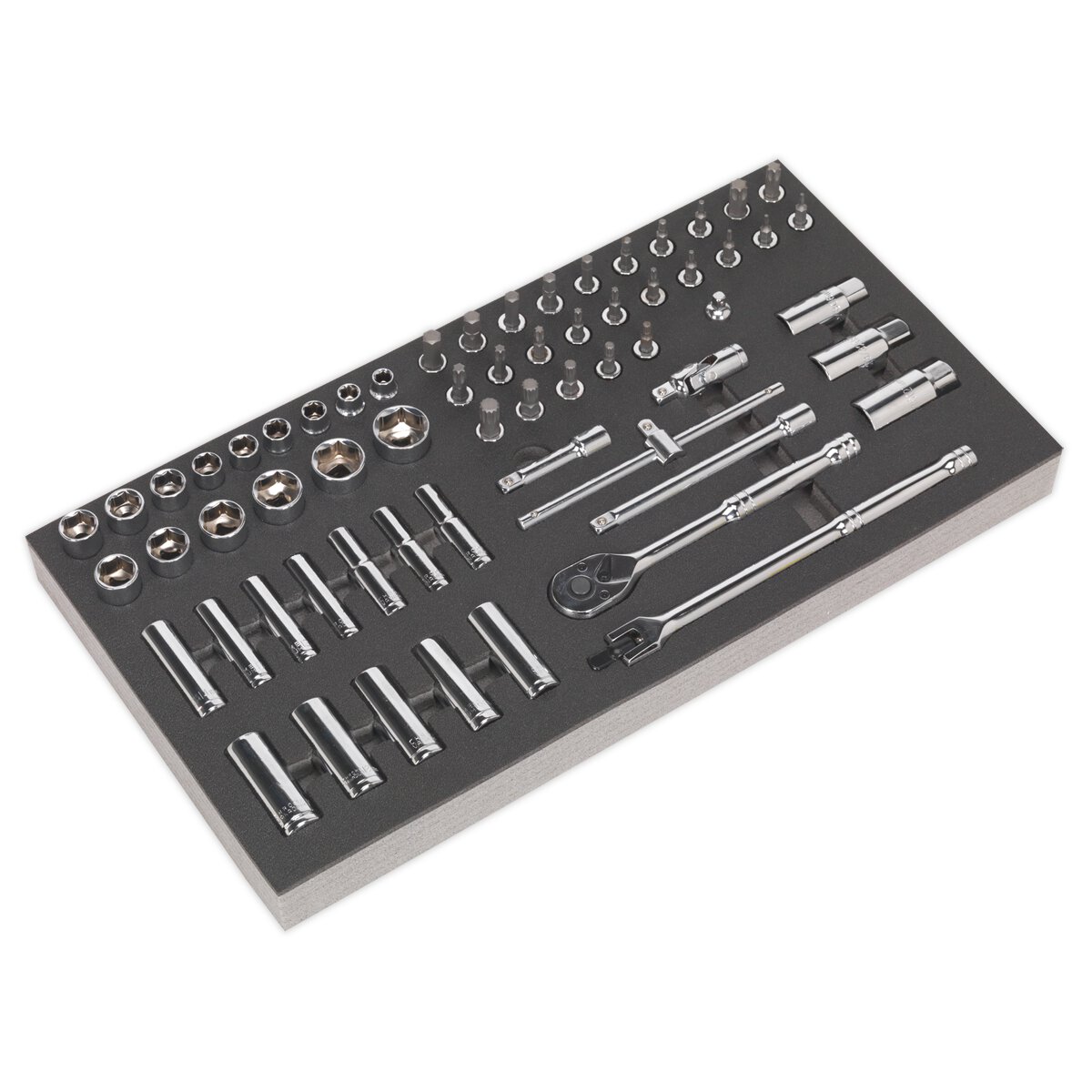 Tool Tray with Socket Set 62pc 3/8"Sq Drive Metric