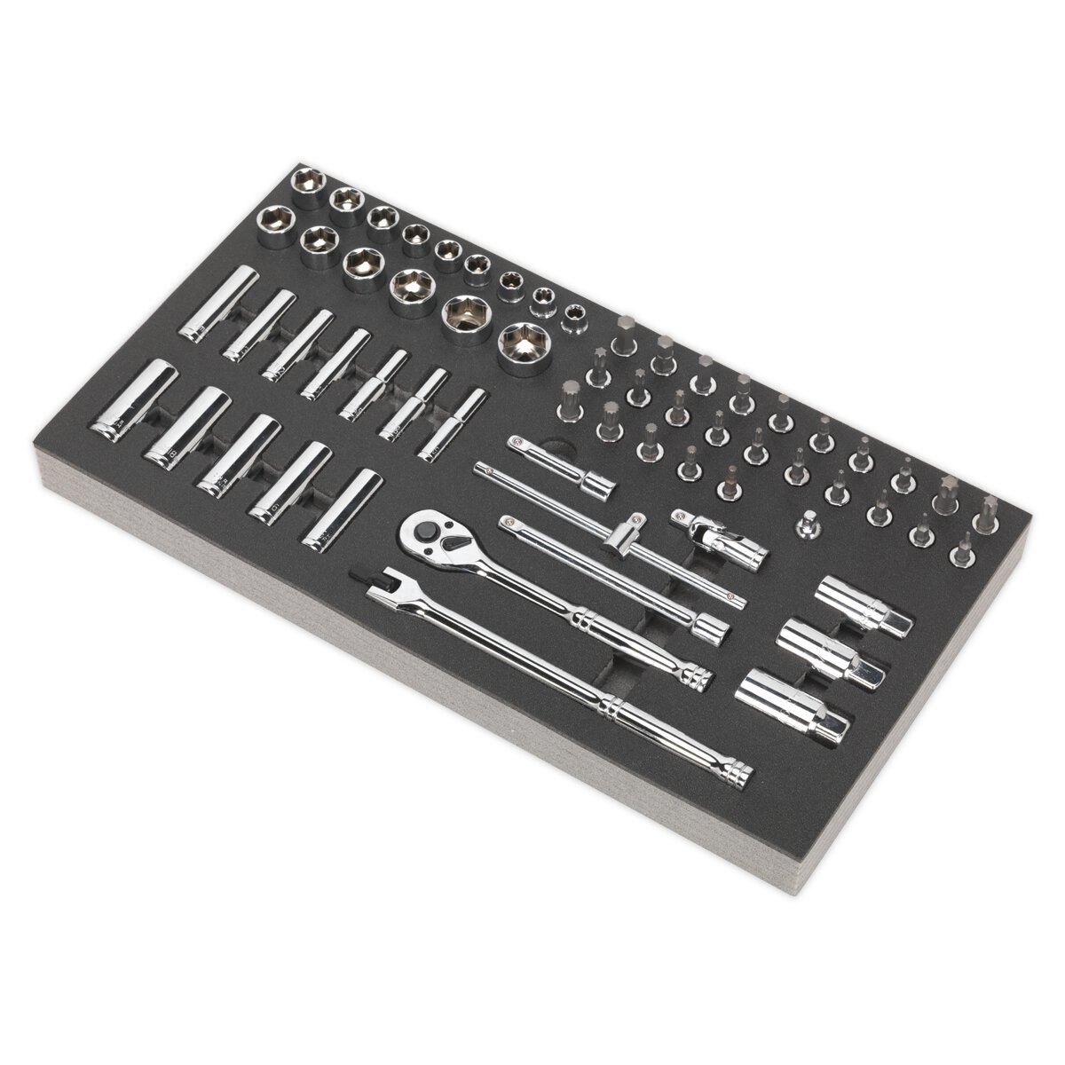 Tool Tray with Socket Set 62pc 3/8"Sq Drive Metric