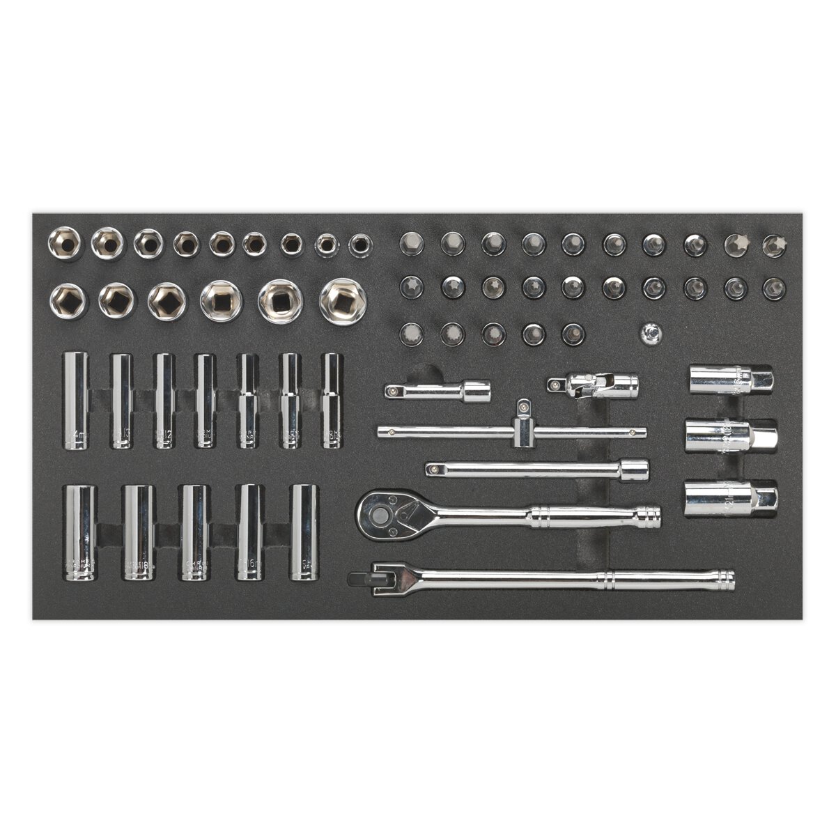 Tool Tray with Socket Set 62pc 3/8"Sq Drive Metric