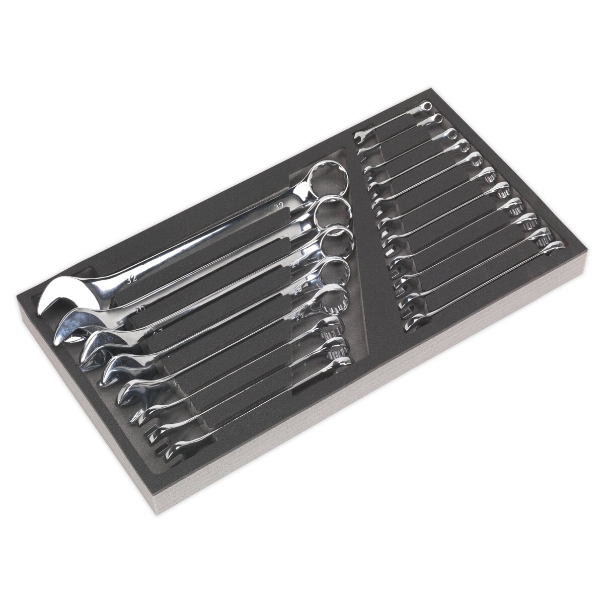 Tool Tray with Combination Spanner Set 19pc - Metric