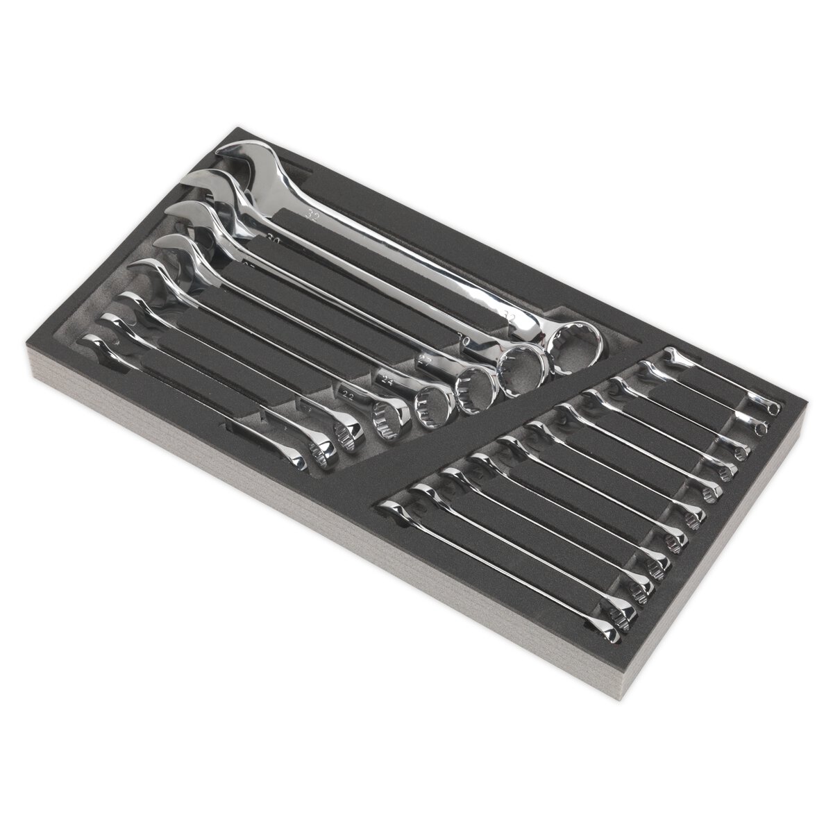 Tool Tray with Combination Spanner Set 19pc - Metric