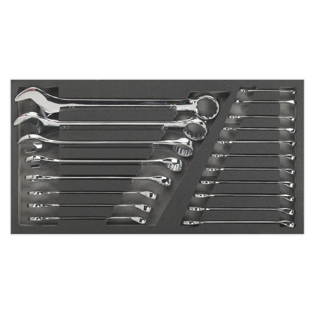 Tool Tray with Combination Spanner Set 19pc - Metric