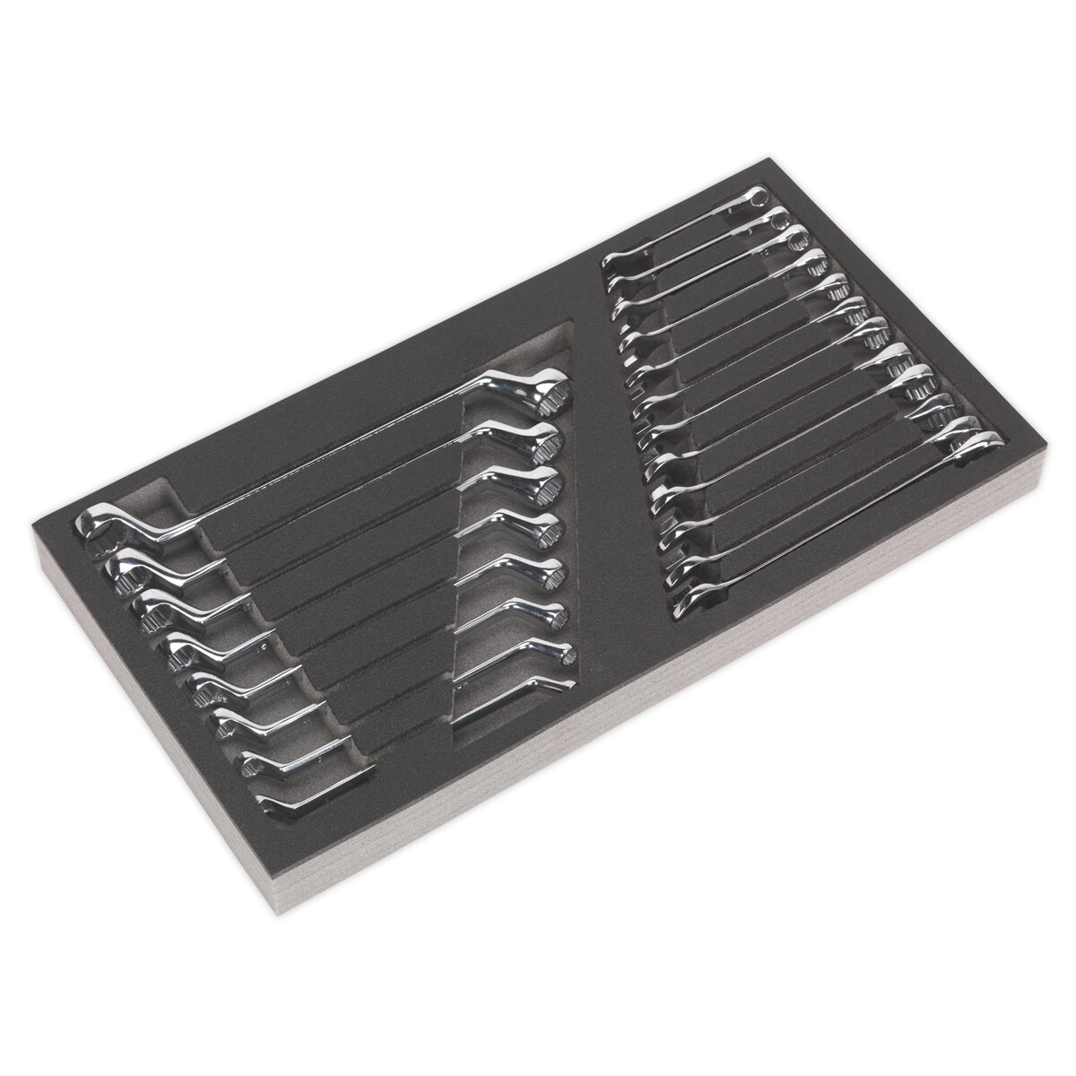 Tool Tray with Combination & Deep Offset Spanner Set 20pc - Metric