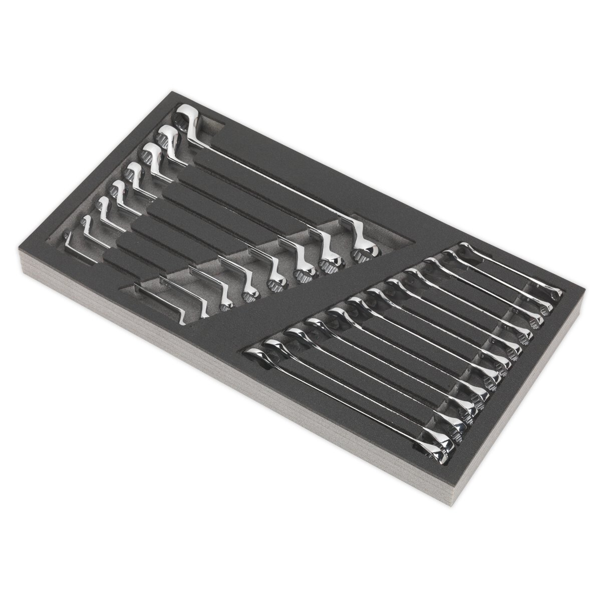 Tool Tray with Combination & Deep Offset Spanner Set 20pc - Metric