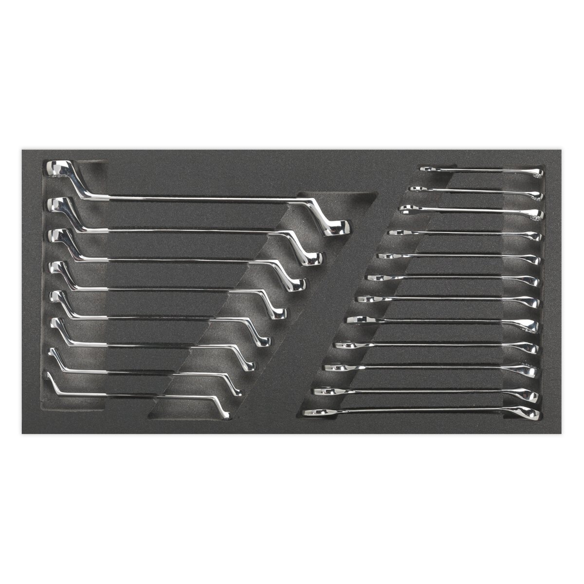 Tool Tray with Combination & Deep Offset Spanner Set 20pc - Metric