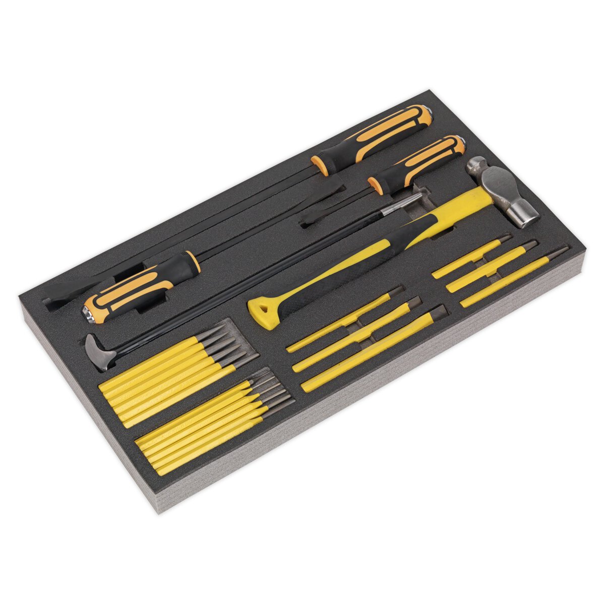Tool Tray with Pry Bar, Hammer & Punch Set 23pc