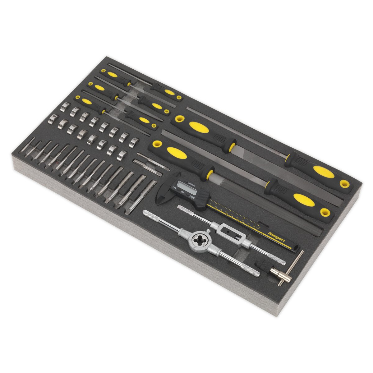Tool Tray with Tap & Die, File & Caliper Set 48pc