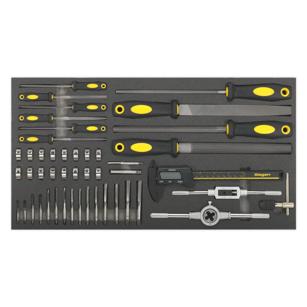 Tool Tray with Tap & Die, File & Caliper Set 48pc