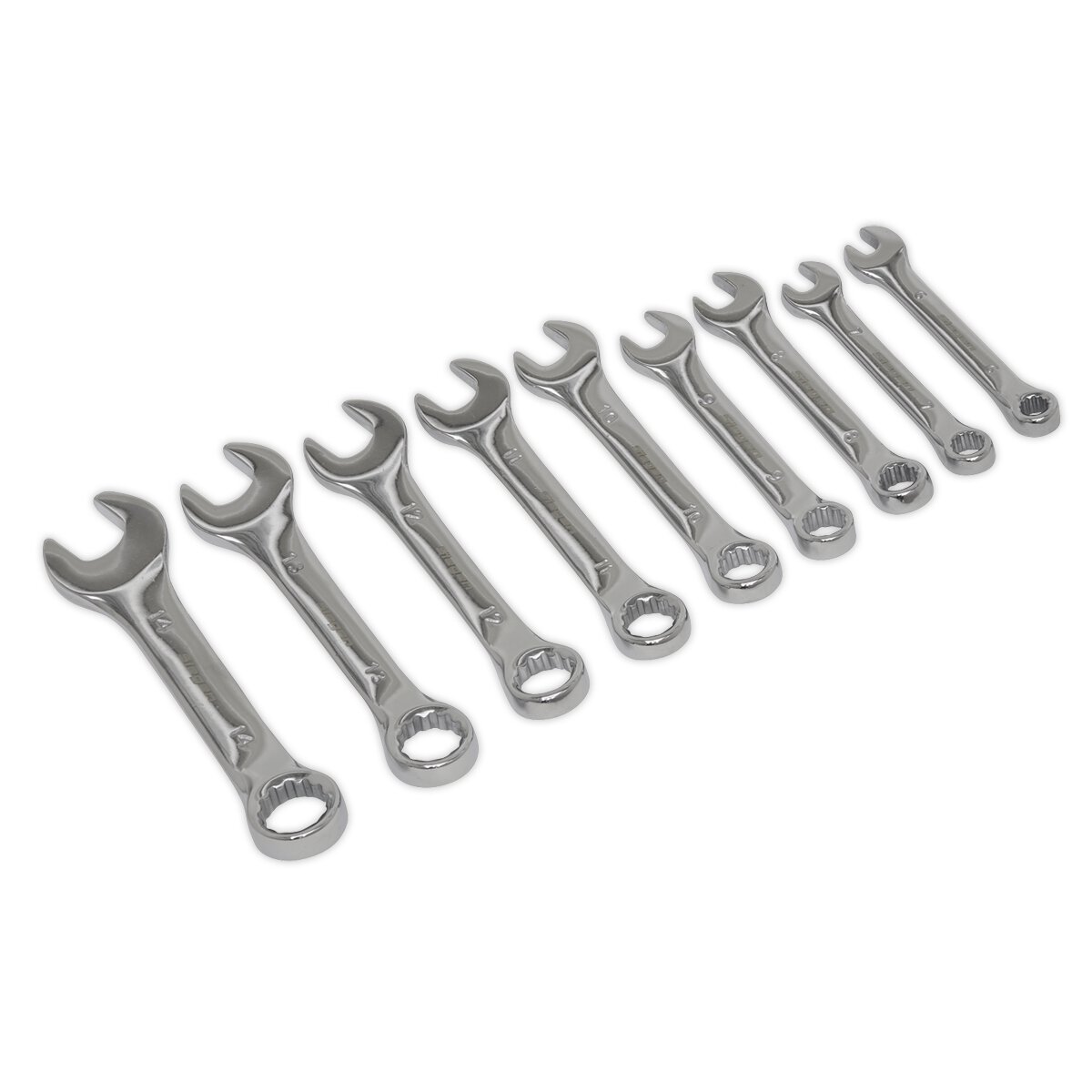 Stubby Combination Spanner Set 9pc - Metric