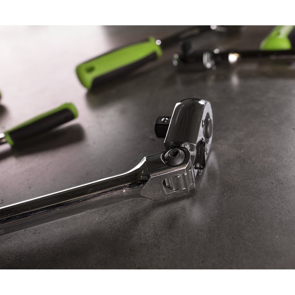 Ratchet Wrench 3/8"Sq Drive Extra Long Flexi-Head Flip Reverse