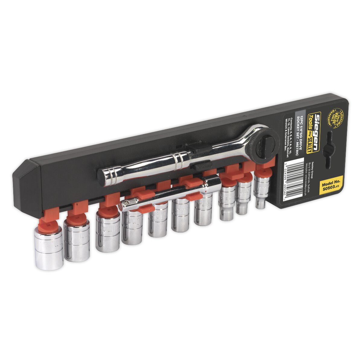 Socket Set 12pc 1/4"Sq Drive 6pt WallDrive® Metric