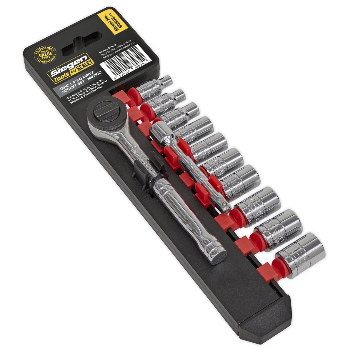 Socket Set 12pc 1/4"Sq Drive 6pt WallDrive® Metric