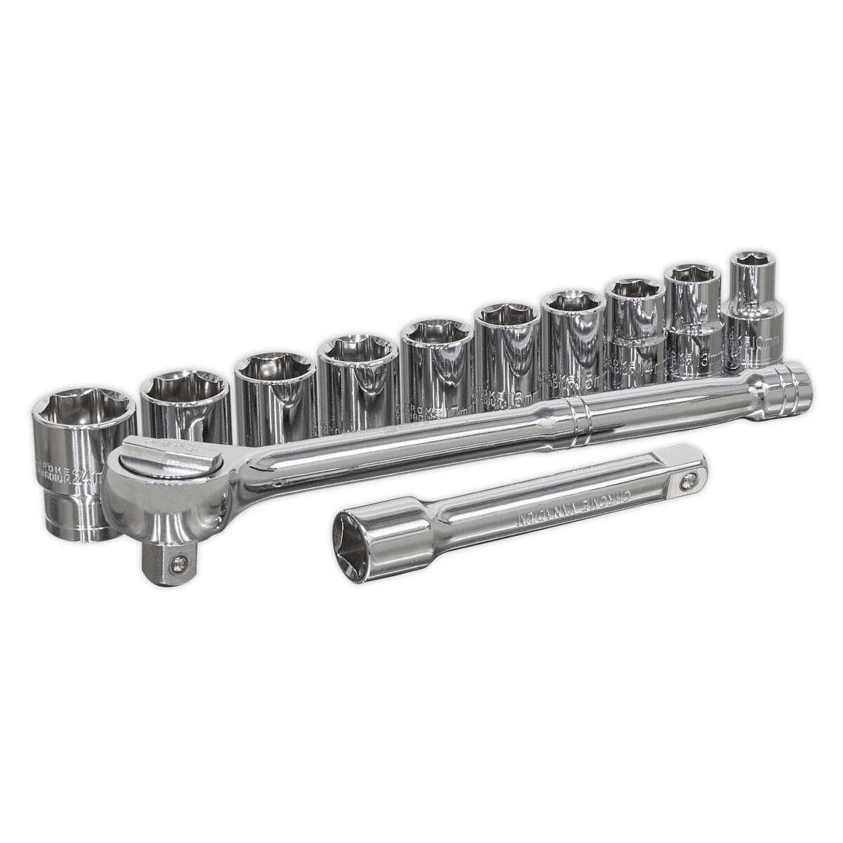 Socket Set 12pc 1/2"Sq Drive 6pt WallDrive® Metric