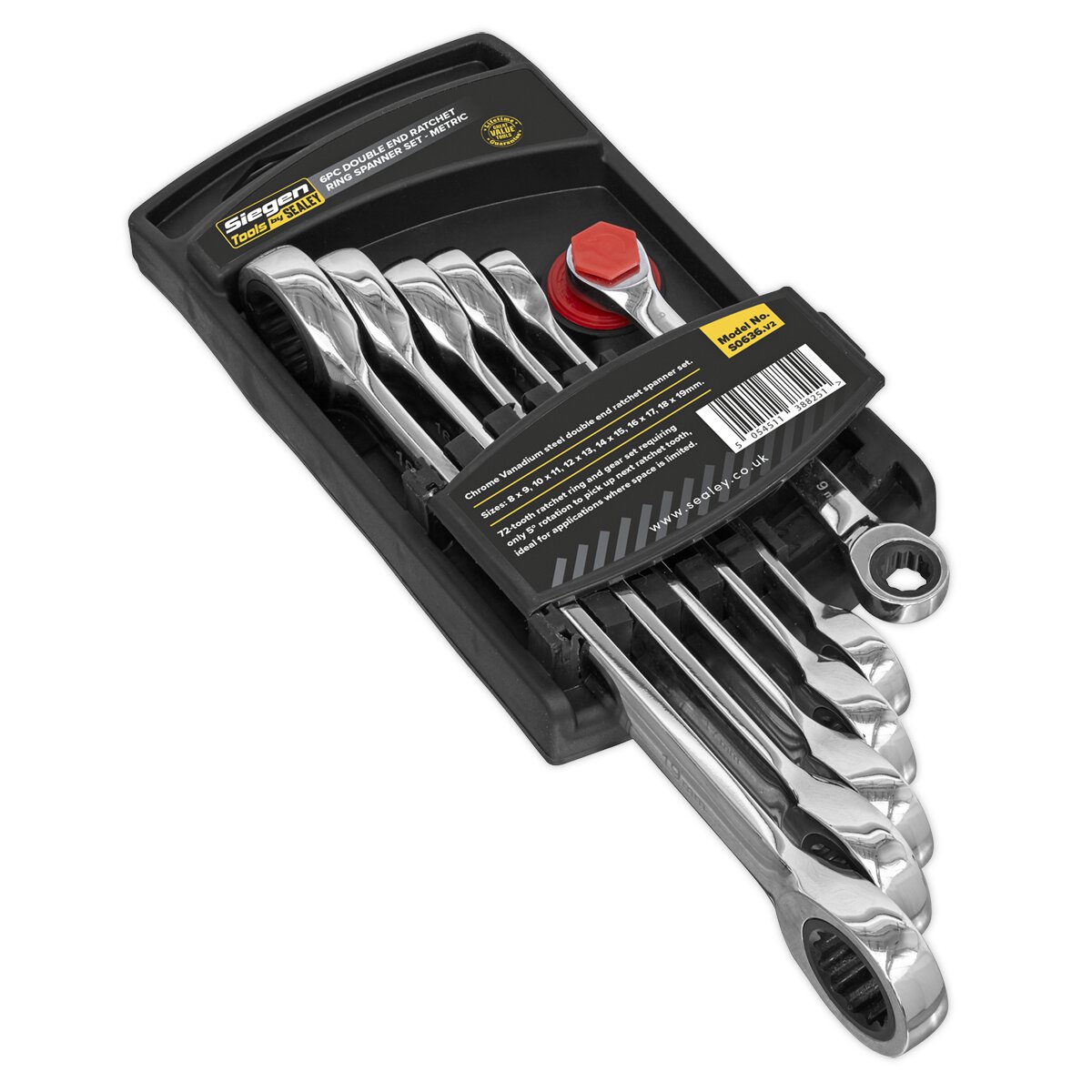 Double End Ratchet Ring Spanner Set 6pc Metric