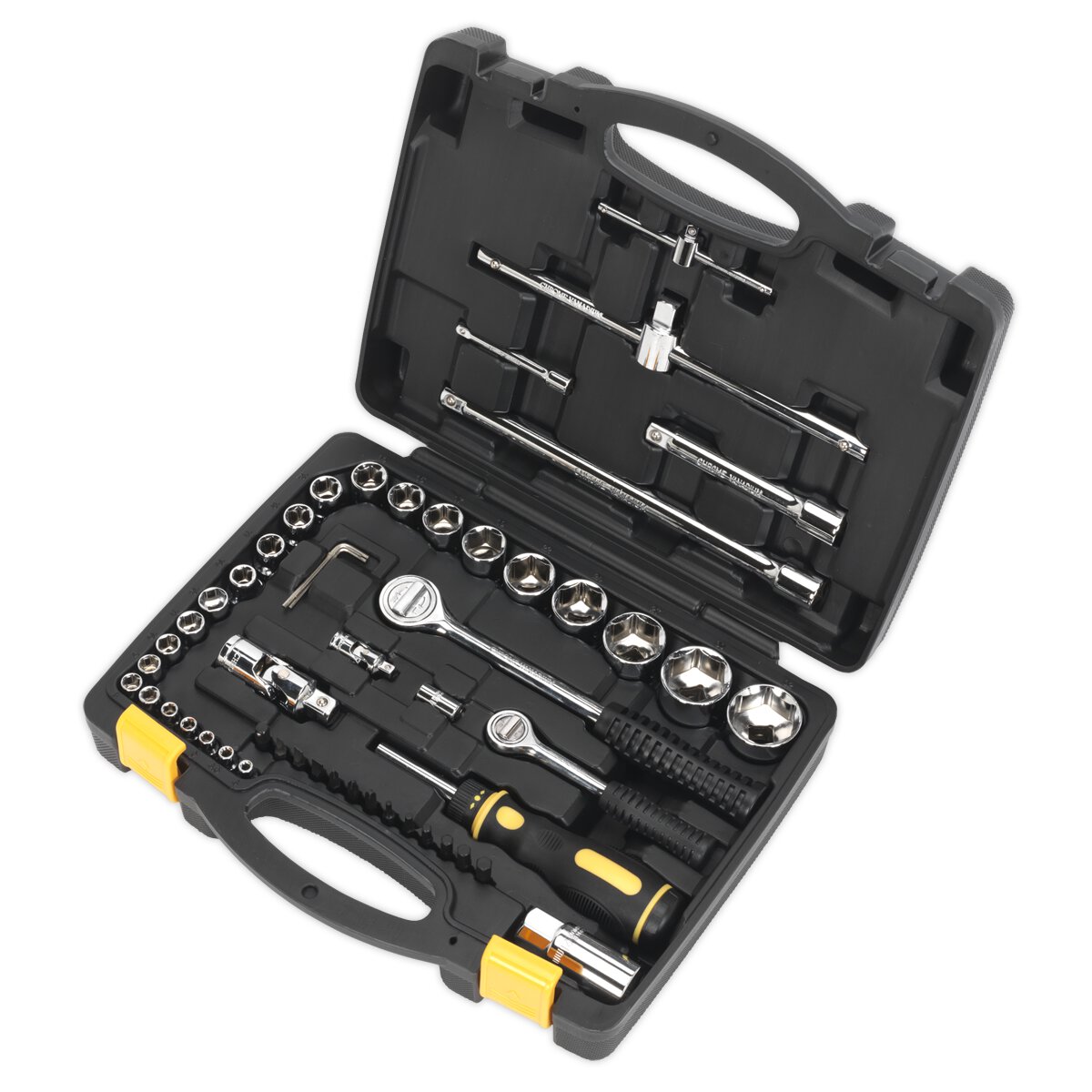 Socket Set 52pc 1/4" & 1/2"Sq Drive 6pt WallDrive® Metric
