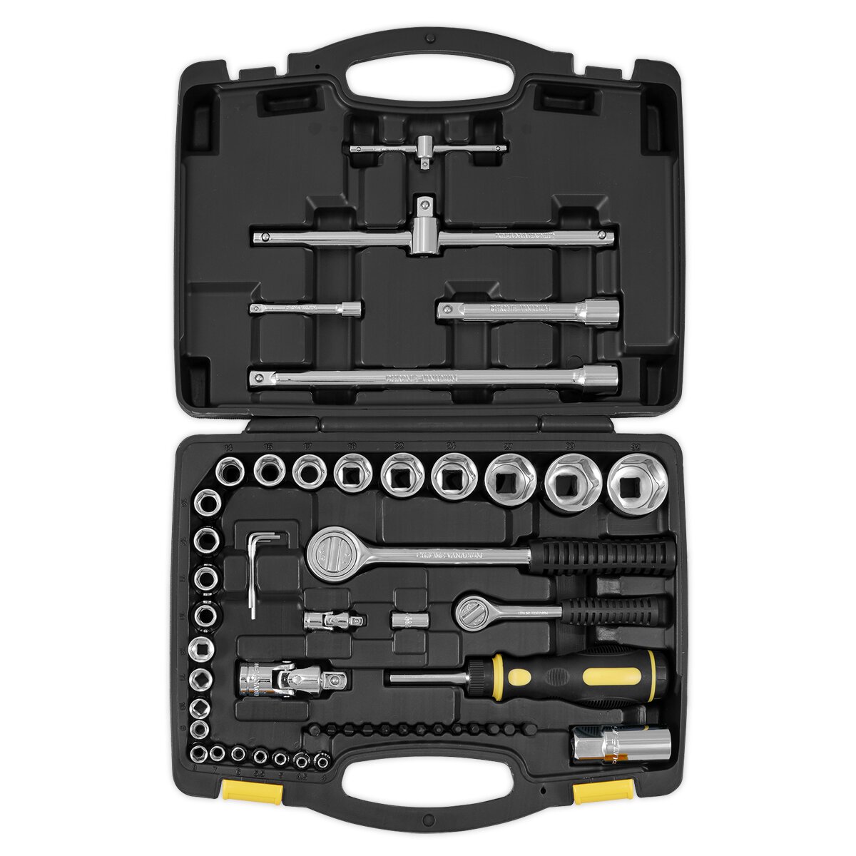 Socket Set 52pc 1/4" & 1/2"Sq Drive 6pt WallDrive® Metric